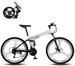 HongLianRiven Zusammenklappbare Mountainbike BMX Folding Mountain Bikes, 26 Zoll Drei Frsrder High Carbon Stahlrahmen mit variabler Geschwindigkeit Doppelstodmpfung Gelnde Erwachsene Fahrrad 6-24 ( Color : White , Size : 21 Speed )