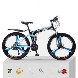 CJCJ-LOVE Fahrräder CJCJ-LOVE Folding Mountain Bike, 20 / 24 Zoll Doppelscheibenbremse Fully Anti-Rutsch-Rennräder Radfahren Fahrräder Für Student / Kind / Kinder / Jugend, Blue+Black, 20 inch+24 Speed