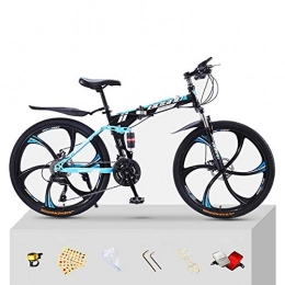 CJCJ-LOVE Fahrräder CJCJ-LOVE Folding Mountain Bike, 26 Zoll Doppelscheibenbremse Fully Anti-Rutsch-Rennräder Querfeldeinrennen Für Erwachsene Fahrräder, Blue+Black, 24 Speed