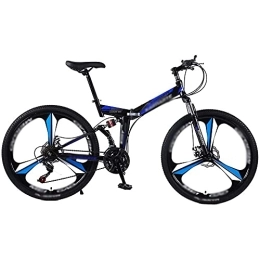 COUYY Fahrräder COUYY Faltendes Fahrrad Mountainbike 24 und 26 Zoll hohe Kohlenstoffstahl Doppelscheibenbremse Erwachsene Übung Mountainbike, Blau, 24 inch24speed