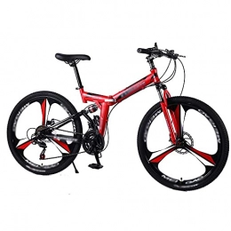 COUYY Fahrräder COUYY Faltendes Fahrrad Mountainbike 24 und 26 Zoll hohe Kohlenstoffstahl Doppelscheibenbremse Erwachsene Übung Mountainbike, Rot, 24 inch27speed