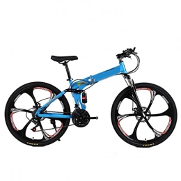 COUYY Zusammenklappbare Mountainbike COUYY Faltrad mit 21 / 24 / 27-Gang-Antriebsstrang, Doppelscheibenbremse, 24 / 26-Zoll-Räder für städtisches Reiten und Pendeln, Blau, 24 inch27 Speed