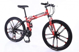 cuzona Fahrräder cuzona 26inch Bike 21 Speed Folding Mountain Bicycle Two-disc Brake Bicycle Spoke Wheel / Knife Wheel Mountain Bicycle Adult Bike-red_10_Knife_Wheel_China