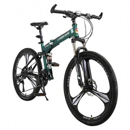 CXSMKP Fahrräder CXSMKP 26 Zoll Faltrad Für Erwachsene Jugendliche, Mini Leichtgewicht Mountainbike 3 Sprach 24 Geschwindigkeit, Kohlenstoffstahl, Gabelstoßdämpfung, Doppelscheibenbremse, Grün
