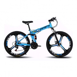 CXSMKP Fahrräder CXSMKP Faltbares Mountainbike 26-Zoll-Rad Für Erwachsene, 3-Speichen-21-Gang-Prioritätsrad, Doppelscheibenbremse Vollfederung Anti-Rutsch-MTB, Blau