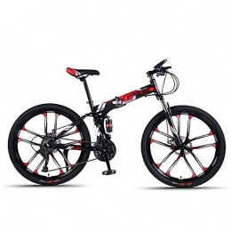 CXSMKP Fahrräder CXSMKP Klappbares Mountainbike Für Erwachsene 26-Zoll-Rad, 10 Speichen Mini Lightweight Faltbares Fahrrad, Doppelscheibenbremse Vollfederung Anti-Rutsch-Faltbares MTB (Schwarz), 30 Speed