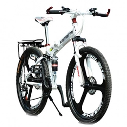 CXSMKP Fahrräder CXSMKP Mountainbike Falträder Mit Rahmen Aus Aluminiumlegierung, Mit 3 Speichenrädern Und 21-Gang-Doppelscheibenbremse Hydraulische Stoßdämpfungsräder Für Erwachsene, Weiß