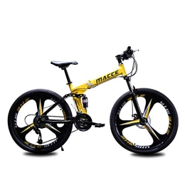 CZA Fahrräder CZA Faltbare Mountainbike 24 Geschwindigkeiten, MTB Fahrrad Double Disc stoßabsorbierendes 3 Schneidrad Fahrrad, Gelb, 24 inch