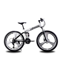 CZA Fahrräder CZA Faltbare Mountainbike 24 Geschwindigkeiten, MTB Fahrrad Double Disc stoßabsorbierendes 3 Schneidrad Fahrrad, Weiß, 26 inch