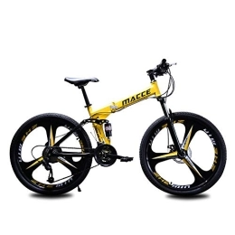CZA Fahrräder CZA Faltbare Mountainbike 27 Geschwindigkeiten, MTB Fahrrad mit 3 Schneidrad Double Disc stoßabsorbierendes für Erwachsene, Gelb, 24 inch