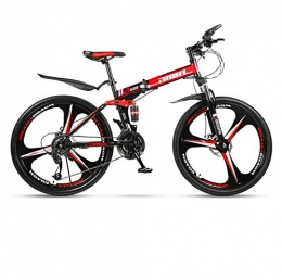 DGAGD Zusammenklappbare Mountainbike DGAGD 24-Zoll-Falt-Mountainbike fr Erwachsene Einrad-Doppelstodmpfer-Offroad-Dreiradrad mit Variabler Geschwindigkeit-Schwarz Rot B_21 Geschwindigkeit