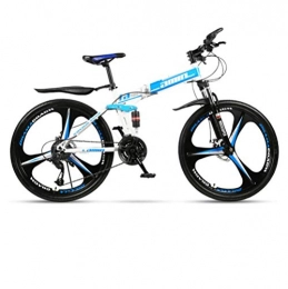 DGAGD Zusammenklappbare Mountainbike DGAGD 24-Zoll-Falt-Mountainbike fr Erwachsene Einrad-Doppelstodmpfer-Offroad-Dreiradrad mit Variabler Geschwindigkeit-Wei Blau B_21 Geschwindigkeit