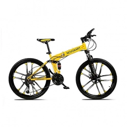 DOMDIL Fahrräder DOMDIL - Faltbares Mountainbike für Erwachsene Männer und Frauen, Mountain Sport Bike, MTB mit 21 Schichtstufen, 26 Zoll mit 10 Messerrad, Gelb