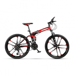 DOMDIL Fahrräder DOMDIL - Faltbares Mountainbike für Erwachsene Männer und Frauen, Mountain Sport Bike, MTB mit 21 Schichtstufen, 26 Zoll mit 10 Messerrad, Schwarz&rot