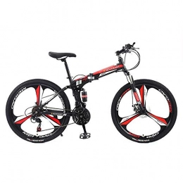 DOMDIL Fahrräder DOMDIL - Faltbares Mountainbike für Erwachsene Männer und Frauen, Mountain Sport Bike, MTB mit 21 Schichtstufen, 26 Zoll mit 3-Messerrad, Schwarz&rot