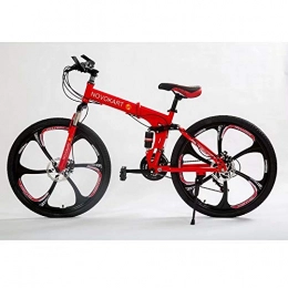 DOMDIL Fahrräder DOMDIL - Faltbares Mountainbike für Erwachsene Männer und Frauen, Mountain Sport Bike, MTB mit 21 Schichtstufen, 26 Zoll mit 6 Messerrad, rot