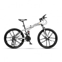 DOMDIL Fahrräder DOMDIL - Faltbares Mountainbike für Erwachsene Männer und Frauen, Mountain Sport Bike, MTB mit 21 Schichtstufen, 26 Zoll mit 6 Messerrad, Weiß