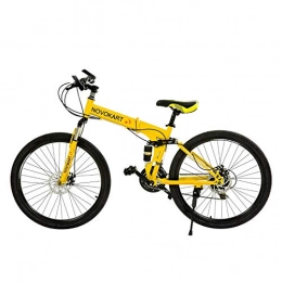 DOMDIL Zusammenklappbare Mountainbike DOMDIL - Faltbares Mountainbike für Erwachsene Männer und Frauen, Mountain Sport Bike, MTB mit 24 Schichtstufen, 26 Zoll mit Speichenrad, Gelb