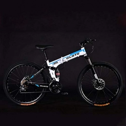 Domrx Zusammenklappbare Mountainbike Domrx Mountain Folding Bicycle Speichenrad Stoßdämpfer Adult 24 / 26 Inch 21 / 24 / 27 Speed-Blue_24inches_21 Speed