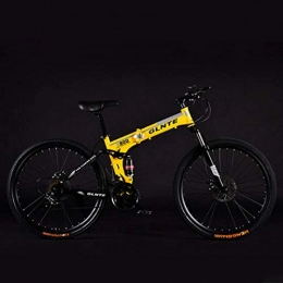 Domrx Zusammenklappbare Mountainbike Domrx Mountain Folding Bicycle Speichenrad Stoßdämpfer Adult 24 / 26 Zoll 21 / 24 / 27 Geschwindigkeit-gelb_24inches_21 Geschwindigkeit