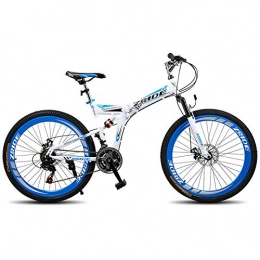 Domrx Fahrräder Domrx Mountainbike 26 Zoll 21 / 24 / 27 / 30 Speed ​​Folding Mountainbike Doppelscheibenbremse 2019 Neu Geeignet für Erwachsene-weiß blau_24 Geschwindigkeit