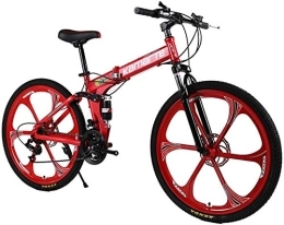 DX Fahrräder DX Fahrräder mit stärkerem Rahmen, zusammenklappbar, Mountainbike, Erwachsene, 66 cm, 21 / 24 / 27 Gänge, Doppelscheibenbremsen, Schwarz, rot, 21speed