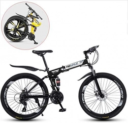 EMPTY Fahrräder EMPTY Folding Mountainbike, Rennrad, 21-Speed ​​Ultra-Light-Fahrrad mit High-Carbon Stahlrahmen und Gabel, Doppelscheibenbremse, for Mann, Frau, Stadt, Aerobic, Ausdauertraining, Gelb (Color : Black)