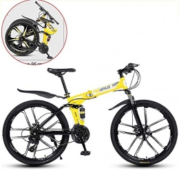 EMPTY Fahrräder EMPTY Folding Mountainbike, Rennrad, 21-Speed ​​Ultra-Light-Fahrrad mit High-Carbon Stahlrahmen und Gabel, Scheibenbremse, for Mann, Frau, Stadt, Aerobic, Ausdauertraining, Rot (Color : Yellow)