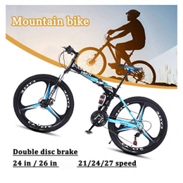 Erwachsene Mountain Bike, 24/26 Zoll-Räder, Mountain Trail Bike High Carbon Stahl Folding Outroad Fahrräder, 21/24/27-Gang-Fahrrad Full Suspension MTB □□ Gears Doppelscheibenbremsen Gebirgsfahrrad