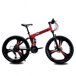 Evin Fahrräder Evin Faltbare Mountainbike High Carbon Stahlrahmen Doppelstoßdämpfung DREI Schneidrad Doppelscheibenbremse 24 / 26 Inch 21 / 24 / 27 Geschwindigkeit Red, 24 inches, 27 Speed