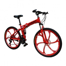 LYRWISHPB Zusammenklappbare Mountainbike Fahrrad-Straßen-Fahrrad-Gebirgs-Bike-Doppelscheibenbremse Folding 21 / 24 Beschleunigt Sport Fahrräder Mountainbikes Fahrrad Integrated-Rad (Schwarz, Grün, Rot, Gelb) ( Color : Red , Size : 24 speed )