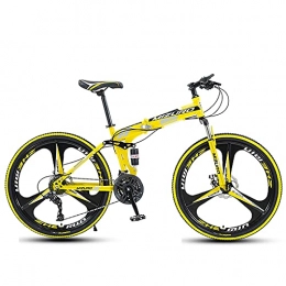 CDPC Zusammenklappbare Mountainbike Fahrräder, Faltbare Mountainbikes, 21-Gang, 24-Gang, 27-Gang, 24 und 26 Zoll High-Carbon-Stahlrahmen, Schülerfahrräder, (Color : Yellow, Size : 27 Speed)