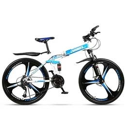  Zusammenklappbare Mountainbike Falträder Faltrad-26-Zoll-Rad Variabler Geschwindigkeit Mountainbike Doppeltes Stoßdämpfungssystem Damen Herren Outdoor-Sportfahrrad ，Large (Color : Blue, Size : 21 Speeds) Outdoor Riding