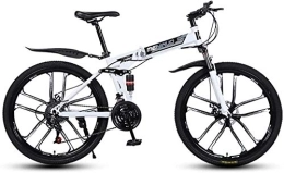 FanYu Zusammenklappbare Mountainbike FanYu-Mountainbike für Erwachsene Leichte Aluminium-Vollfederrahmen-Federgabel-Scheibenbremse Weiß E.