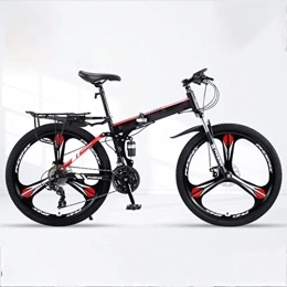 FAXIOAWA Fahrräder FAXIOAWA 26-Zoll-Klapp-Mountainbike mit Variabler Geschwindigkeit, Doppelscheibenbremse, Stoßdämpfung, Einrad, Rennrad (rot, 24-Gang)