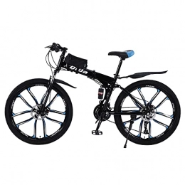 ZWHDS Zusammenklappbare Mountainbike Fit 26 Zoll Klapprad Kohlenstoff - Stahl MTB 26 Zoll Für Damen und Herren Vollgefedert Rahmen mit Fahrradtasche
