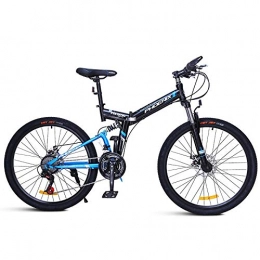 FNCUR Fahrräder FNCUR 24" 24-Gang-Folding Mountain Bike for Erwachsene High Carbon Stahl Folding Dmpfende-Rahmen-Blau / Rot (Color : Black Blue)