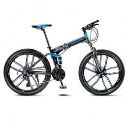 SUNSUY Zusammenklappbare Mountainbike Folding Bikesc Blue Mountain Bike Fahrrad 10 Spoke Wheels Folding 24 / 26 Zoll-Doppelscheibenbremsen 21 / 24 / 27 / 30 Geschwindigkeit Klapprad NXT (Color : 30 Speed, Size : 24inch)