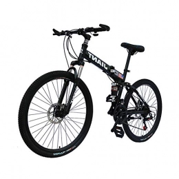 LYRWISHPB Fahrräder Folding Mountain Bike Hartstahl Mechanische Scheibenbremsen 21 / 24 Geschwindigkeit Gears Fahrrad Full Suspension MTB Fahrrad (Farbe: Schwarz, Rot, Gelb, Grün) ( Color : Black , Size : 21 speed )