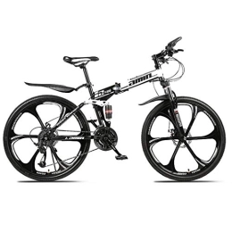 GL SUIT Fahrräder GL SUIT Faltbare Mountainbikes 24-Zoll-High Carbon Steel Off-Road-Fahrrad-U Typ Federgabel Shock Fahrräder für Männer und Frauen im Freien Reiten, Weiß, 24 Speed