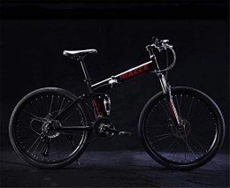 GMZTT Fahrräder GMZTT Unisex-Fahrrad. 24 Zoll Adult Mountainbike, High Carbon Stahl Full Suspension Rahmen Folding Fahrrad, Doppelscheibenbremse Off-Road-Strand Schnee Bikes (Color : Black, Size : 30 Speed)