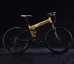 GMZTT Fahrräder GMZTT Unisex-Fahrrad. 24 Zoll Adult Mountainbike, High Carbon Stahl Full Suspension Rahmen Folding Fahrrad, Doppelscheibenbremse Off-Road-Strand Schnee Bikes (Color : Yellow, Size : 27 Speed)
