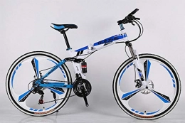 GUO Fahrräder GUO Fahrrad klappbares Mountainbike 21-Gang Aluminiumlegierung 26 Zoll Fat Rennrad Snowbike Scheibenbremse Fahrrad-Blau_Speichenrad