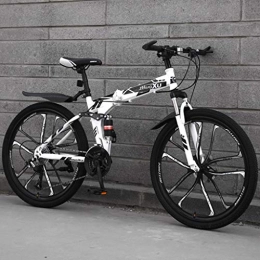GWM Fahrräder GWM Mountainbike Faltbare 26 Zoll Rad mit Variabler Geschwindigkeit Doppel -Stoßdämpfungssystem Frauen Mann Outdoor Sport Stadt-Pendler-Fahrrad, Großen (Color : White2, Size : 21 Speeds)