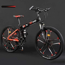 GXLO Folding Fahrrad Mountainbike Doppelstoßdämpfung Scheibenbremse Querfeldeinrennen Mountainbike Beach Cruiser 24 Geschwindigkeit 26 Zoll Geeignet für Höhe 1.6~1.80m,B4,26 24S