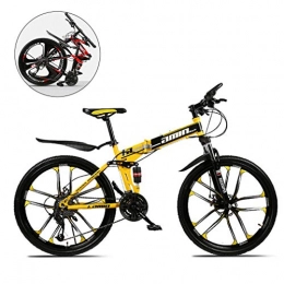 HAMHIN Fahrräder HAMHIN Faltrad, Adult Mountainbike, 21 / 24 / 27 / 30 Speed Doppelscheibenbremse Fahrrad Assault Bike Faltrad, Schwarz Gelb, 24 in, 27speed