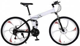HFM Fahrräder HFM Adult Teens Mountainbikes 26-Zoll-Mountainbike-Falträder aus kohlenstoffhaltigem Stahl 6 Speichen 21-Gang-Doppelscheibenbremsen Mountainbike, Weiß