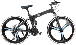 HFM Mountainbike, Mountainbike 26in klappbare Rennräder mit Vollfederung und Scheibenbremsen, 21-Gang-Fahrrad mit Vollfederung MTB-Bikes,Schwarz