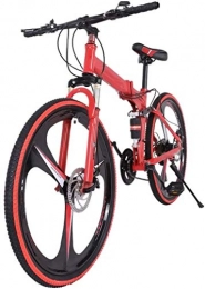 HFM Zusammenklappbare Mountainbike HFM Mountainbike Mountainbike 3Spoke 21-Gang 26-Zoll-Klappräder mit Doppelfederung MTB-Bikes Doppelscheibenbremsräder für Erwachsene Jugendliche, Rot