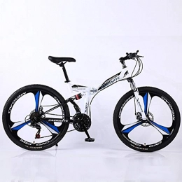 HHRen Fahrräder HHRen Folding Mountain Bike 21-Gang Bequeme REIT Raddurchmesser (61cm / 66cm) Doppelstoßdämpfung Mechanische Scheibenbremse Sports Bike, Weiß, 66CM